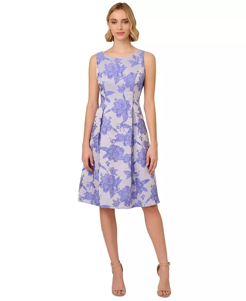 商品Adrianna Papell|Women's Printed Boat-Neck Sleeveless Dress,价格¥449,第1张图片