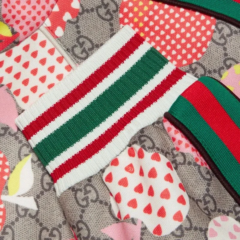 商品[国内直发] Gucci|古驰 七夕情人节特别系列 心苹果图案连帽夹克外套 女款 棕色,价格¥4971,第6张图片详细描述