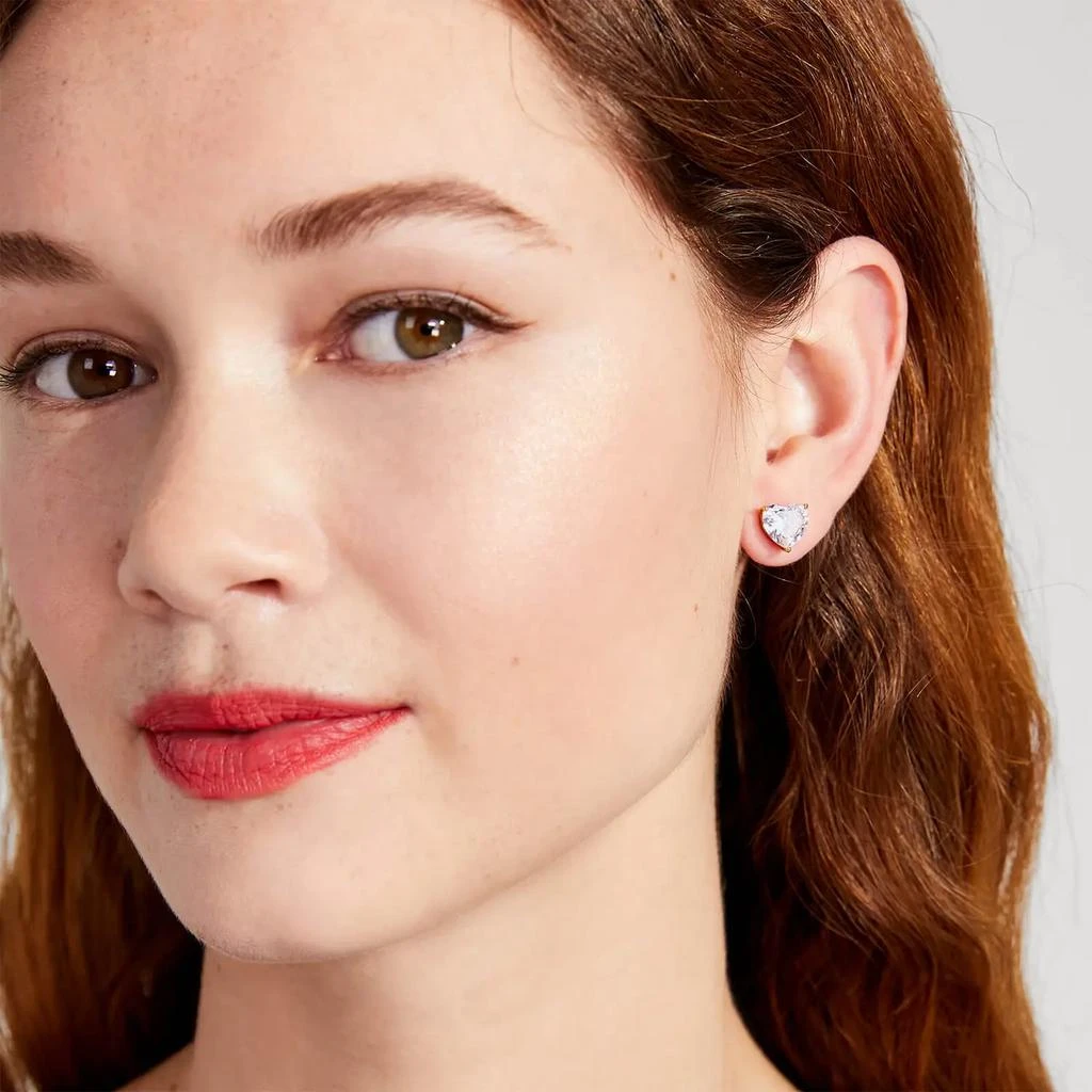 商品Kate Spade|Kate Spade New York Women's Heart Studs - Clear/Gold,价格¥221,第2张图片详细描述