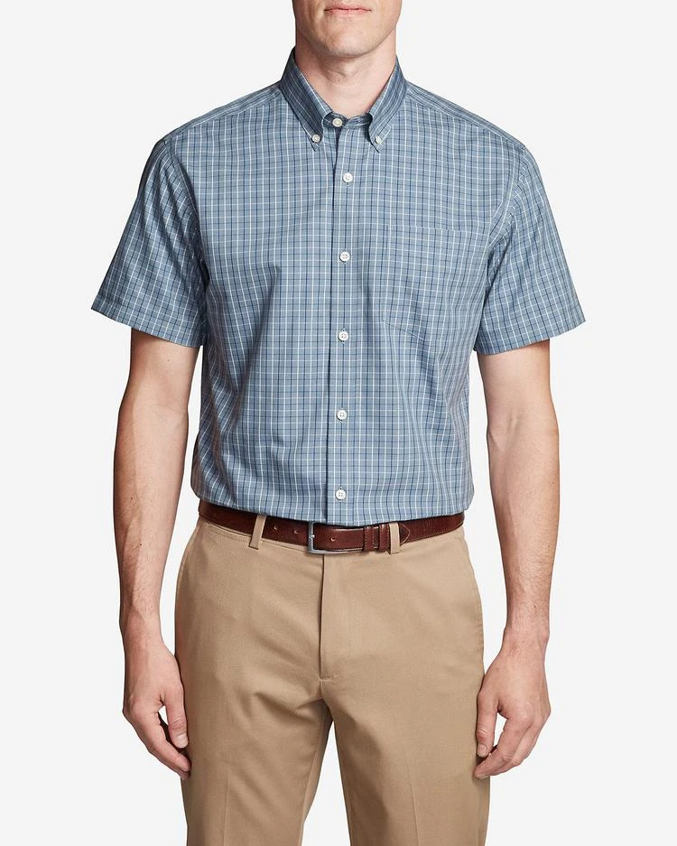 商品Eddie Bauer|Men's Wrinkle-Free Relaxed Fit Short-Sleeve Pinpoint Oxford Shirt - Blues,价格¥242-¥335,第2张图片详细描述