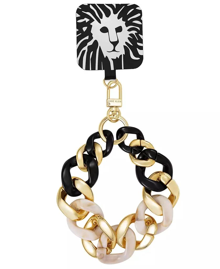 商品Anne Klein|Women's Black and Ivory Acetate with Gold-Tone Alloy Metal Chain Link Wrist Strap designed for iPhone®,价格¥157,第1张图片