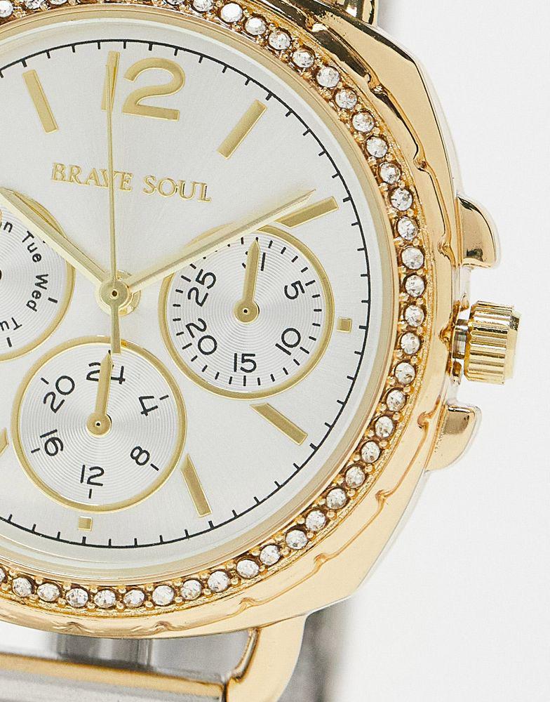 Brave Soul multi-dial watch in two tone silver and rose gold商品第3张图片规格展示