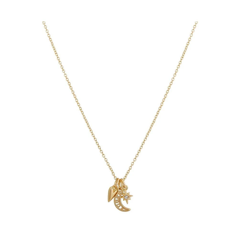 商品Unwritten|14K Gold Flash-Plated Genuine Crystal Star, Heart, and Moon Charm Pendant Necklace,价格¥203,第1张图片