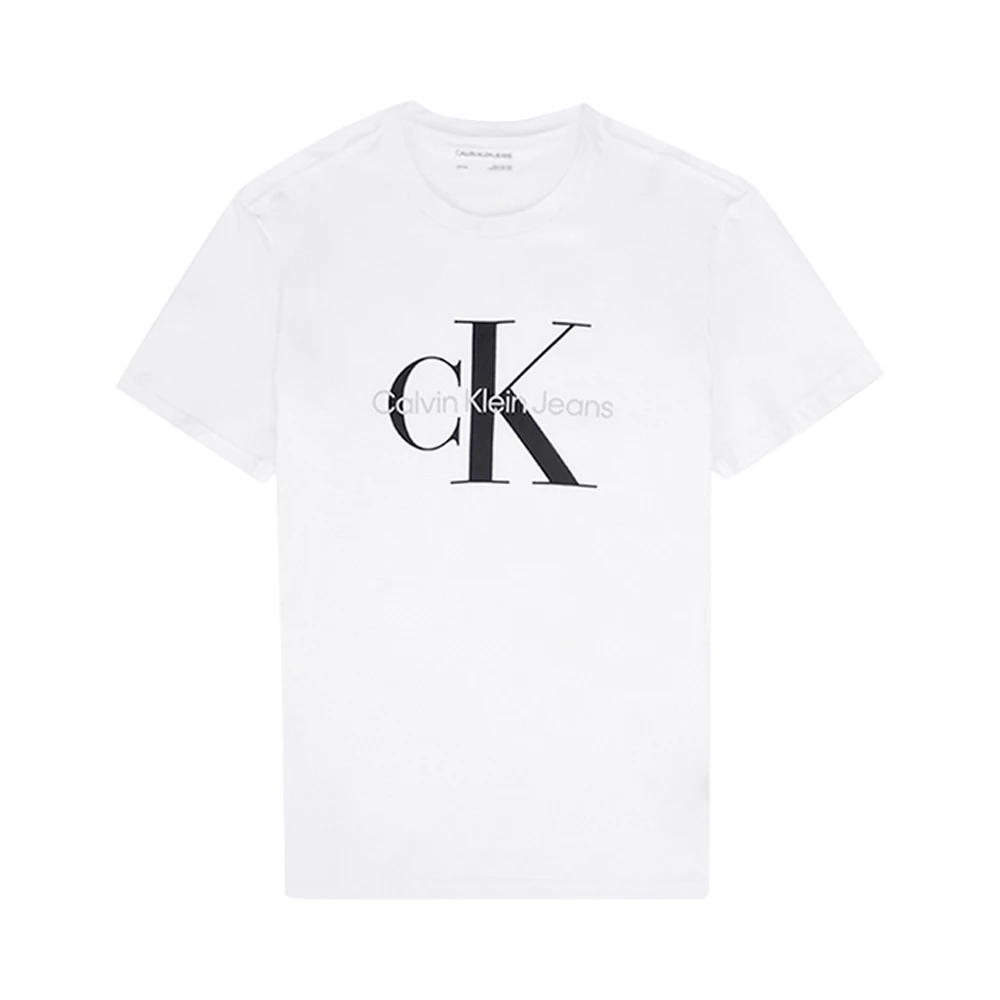 商品[国内直发] Calvin Klein|CALVIN KLEIN 男士白色棉质黑色字母LOGO圆领短袖T恤 40DC813-103,价格¥251,第1张图片