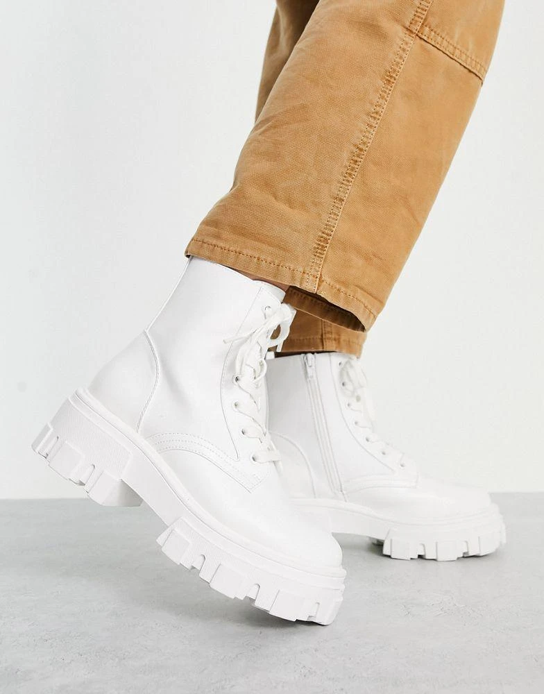 商品ASOS|ASOS DESIGN Anya chunky lace up ankle boots in white,价格¥182,第1张图片