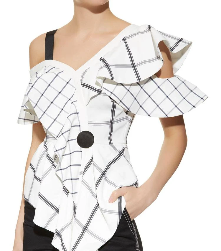 商品Self Portrait|Asymmetric Frill Check Top,价格¥2234,第4张图片详细描述