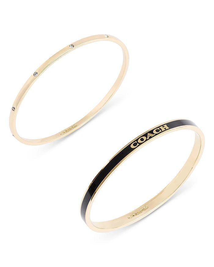 商品Coach|Pavé & Color Inlay Logo Bangle Bracelets, Set of 2,价格¥712,第2张图片详细描述