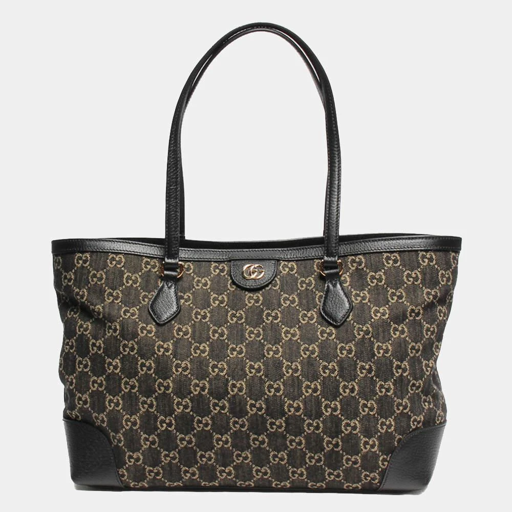 商品[二手商品] Gucci|Gucci Black GG Coated Canvas Leather Medium Ophidia Tote Bag ,价格¥8708,第1张图片