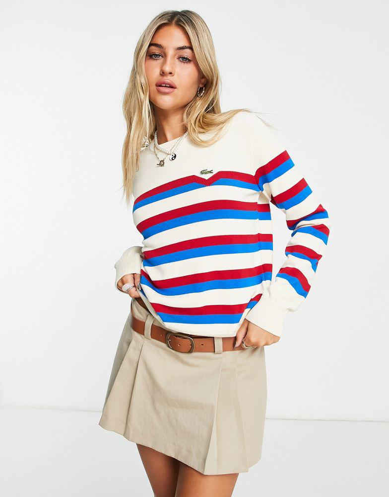 Lacoste knitted top in red and blue stripe商品第1张图片规格展示