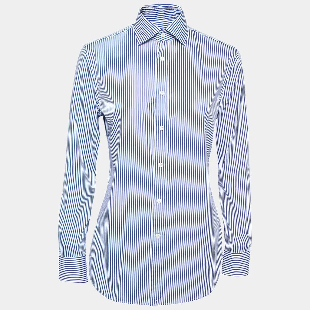 商品[二手商品] Ralph Lauren|Ralph Lauren Purple Label Blue and White Stripe Button Front Shirt M,价格¥1000,第1张图片