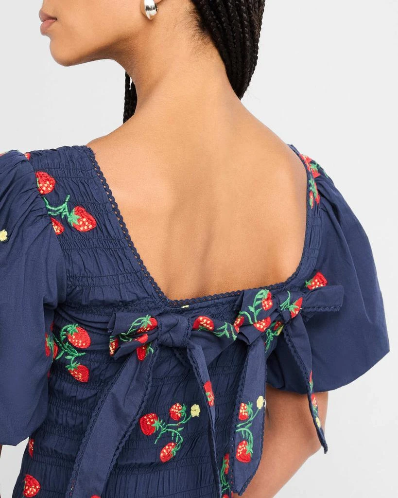 商品Damson Madder|Lauren Strawberry Puff-Sleeve Midi Dress,价格¥1587,第5张图片详细描述