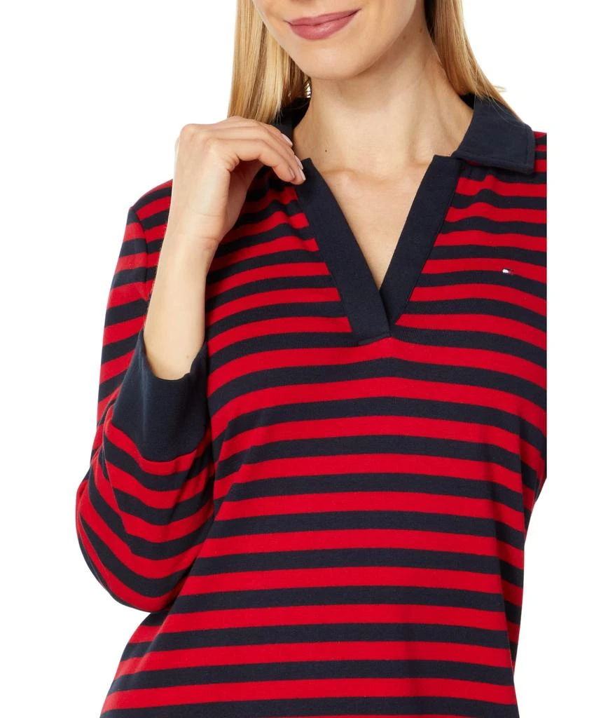 商品Tommy Hilfiger|3/4 Sleeve Stripe Johnny Collar Dress,价格¥514,第3张图片详细描述