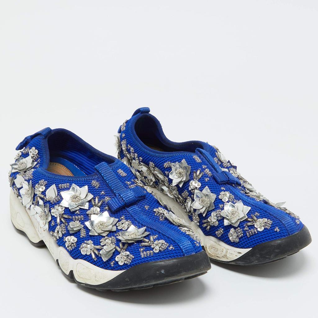Dior ブルーのみ Dior Dior Blue Mesh Embellished Fusion Slip On Sneakers Size