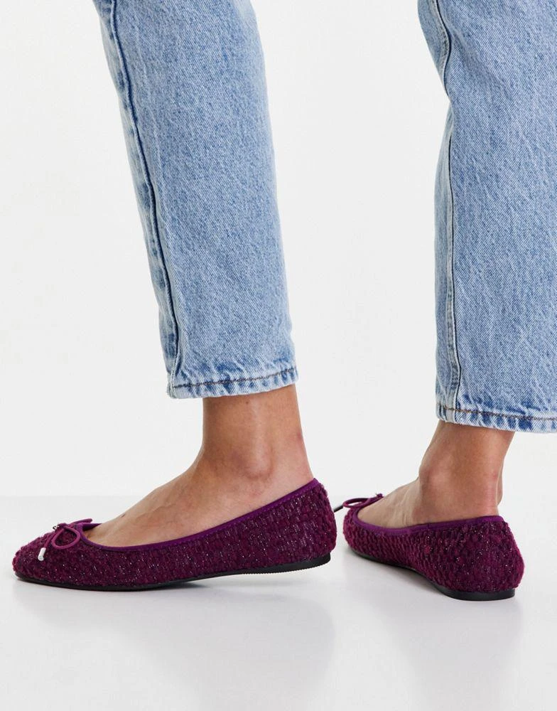 商品ASOS|ASOS DESIGN Wide Fit Lallie ballet flats in purple tweed,价格¥70,第2张图片详细描述