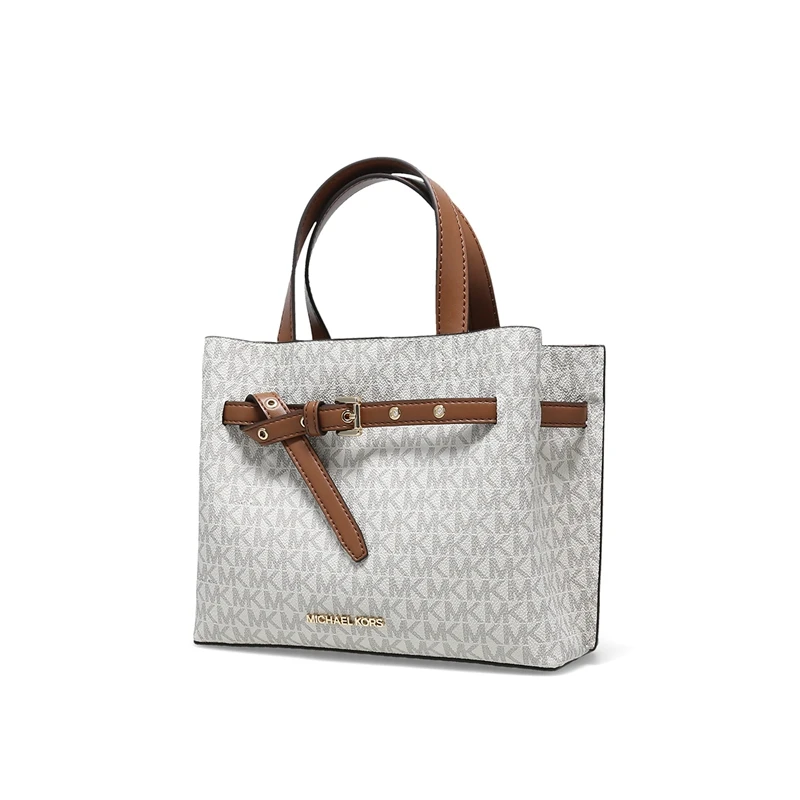 Michael Kors 奥莱款 EMILIA小号PVC印花配皮女士单肩斜挎手提包 35H0GU5S1B VANILLA 商品