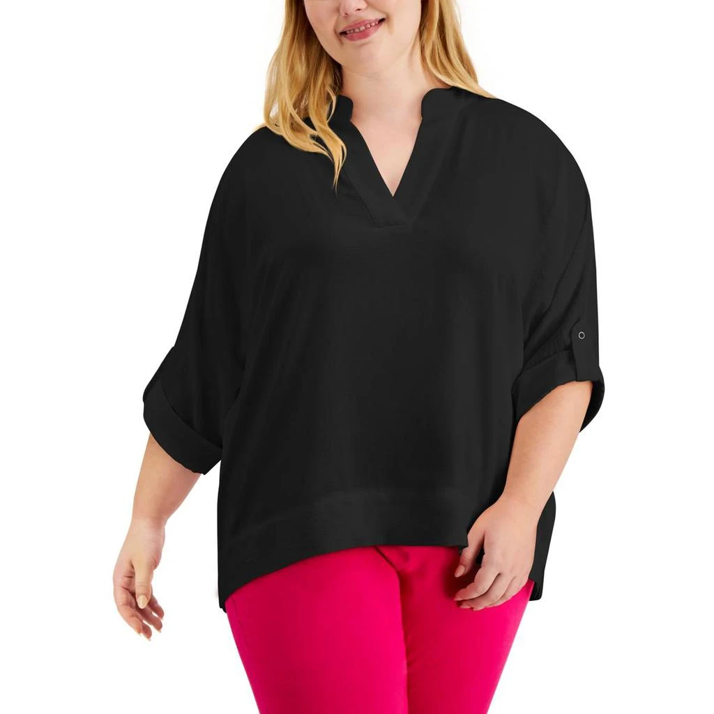 商品Calvin Klein|Calvin Klein Womens Plus V-Neck Tunic Pullover Top,价格¥271,第1张图片
