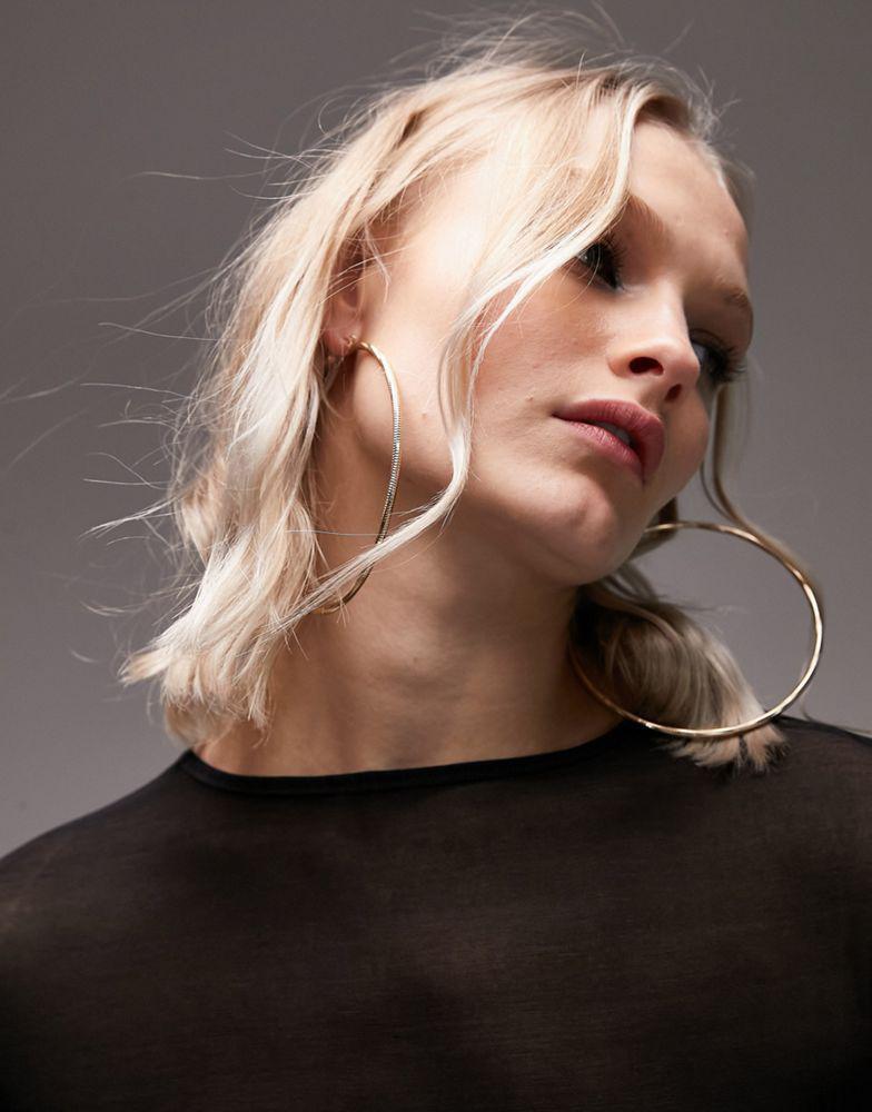 商品Topshop|Topshop large snakechain twist hoops in gold,价格¥110,第6张图片详细描述