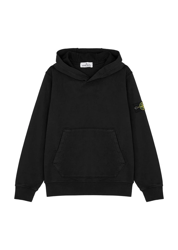 商品Stone Island|KIDS Black hooded cotton sweatshirt (10-12 years),价格¥1641,第1张图片