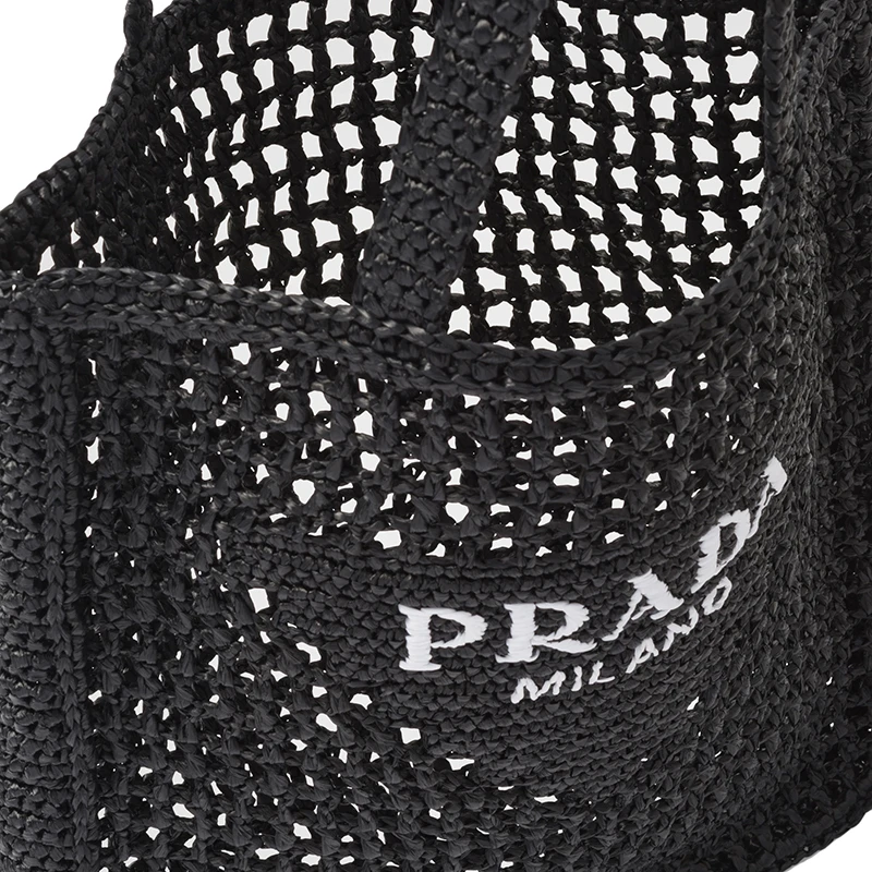PRADA/普拉达 22新款 女士黑色酒椰纤维解构式单肩手提镂空托特包 商品