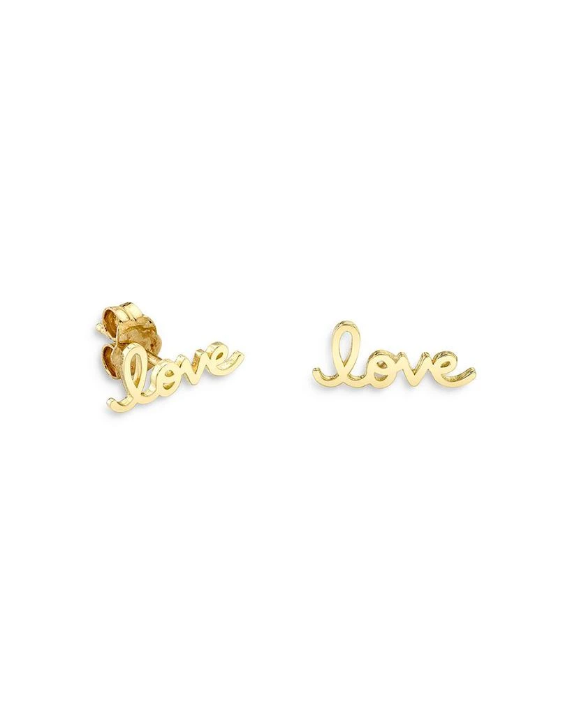 商品Sydney Evan|14K Yellow Gold Pure Love Script Stud Earrings,价格¥3026,第1张图片