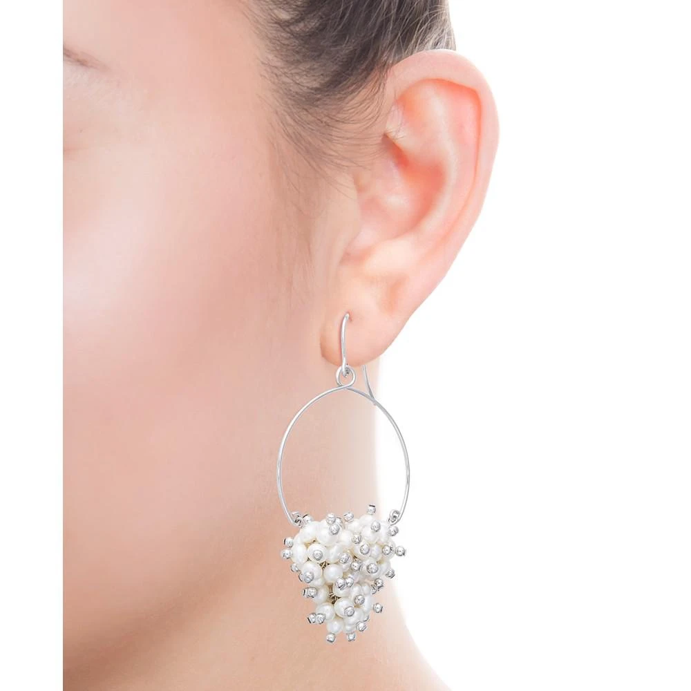 商品Belle de Mer|Cultured Freshwater Pearl (3 - 3-1/2mm) Cluster Drop Hoop Earrings in Sterling Silver,价格¥1836,第2张图片详细描述