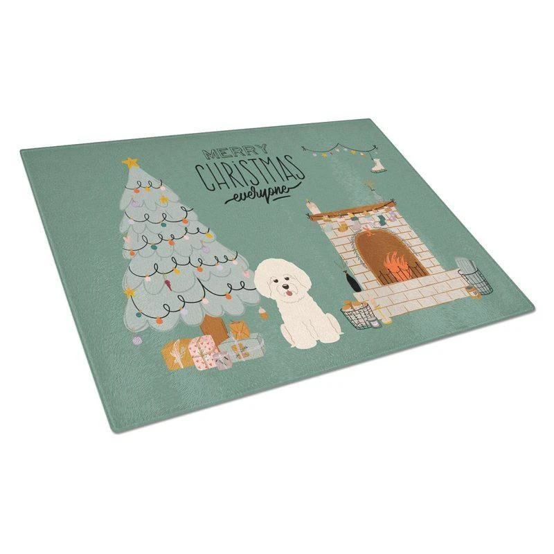 商品Caroline's Treasures|CK7638LCB Bichon Frise Christmas Everyone Glass Cutting Board Large,价格¥258,第1张图片