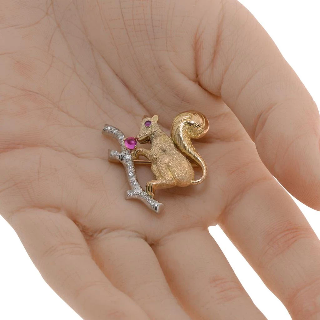 商品Zydo|Zydo 18K Yellow And White Gold, Diamond And Pink Ruby Squirrel Brooch,价格¥9062,第2张图片详细描述