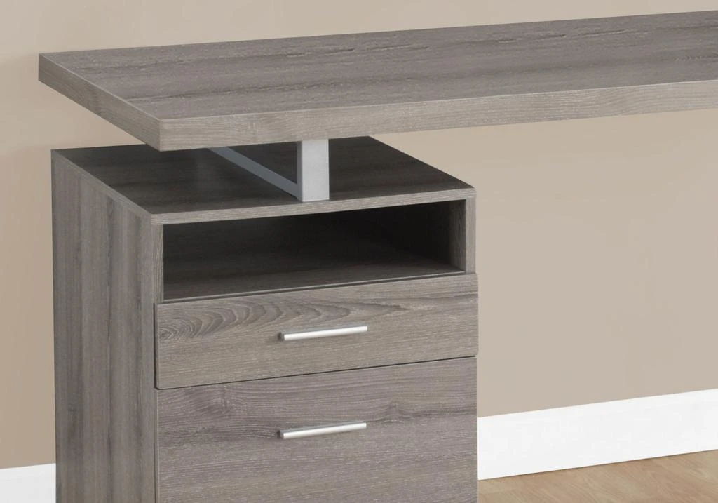 商品Homezia|24" Taupe and Silver Computer Desk With Two Drawers,价格¥5845,第4张图片详细描述