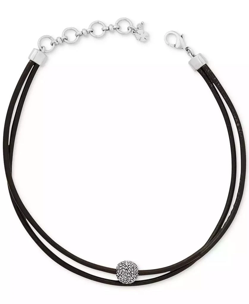 商品Lucky Brand|Silver-Tone Black Leather Crystal Choker Necklace,价格¥260,第1张图片