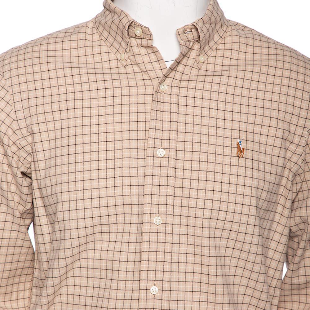 商品[二手商品] Ralph Lauren|Ralph Lauren Beige Checked Cotton Button Front Custom Fit Shirt M,价格¥765,第6张图片详细描述
