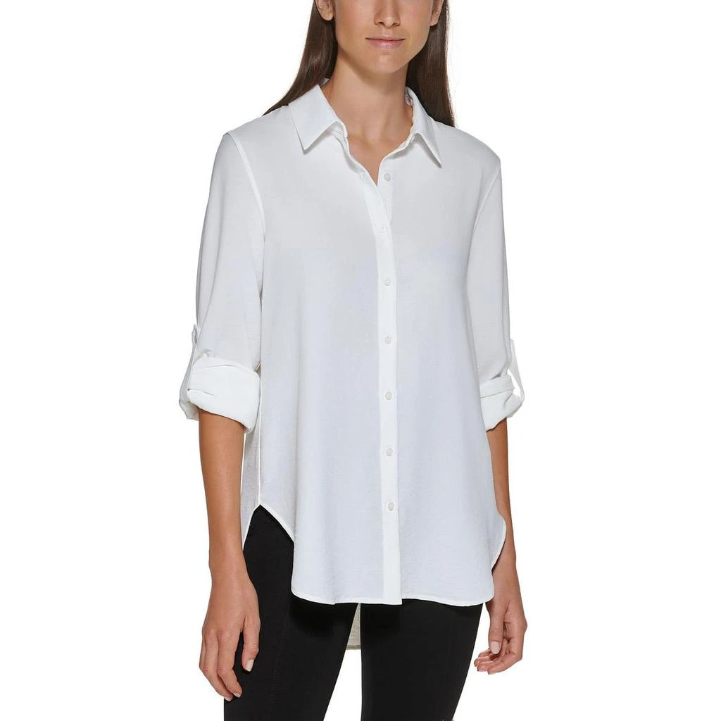 商品Calvin Klein|Calvin Klein Womens Button Front Collared Blouse,价格¥222,第1张图片