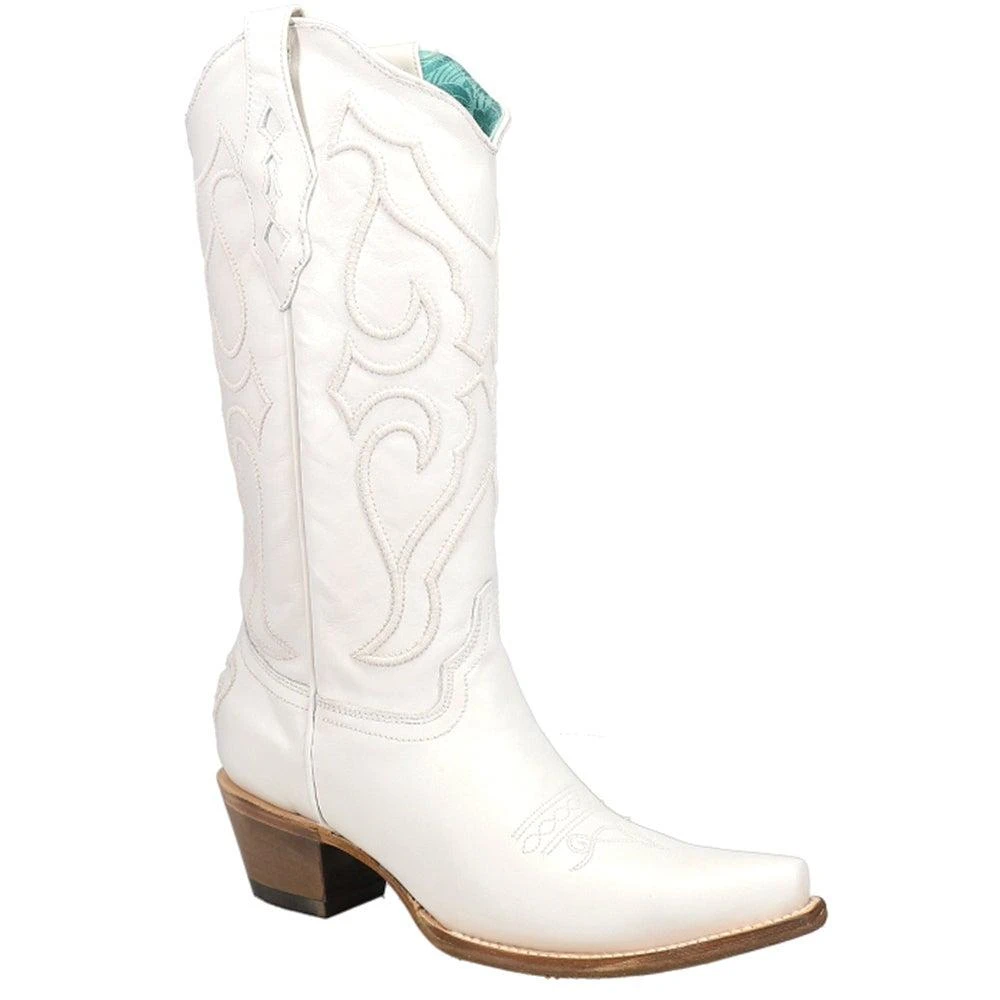 商品Corral Boots|White Tooled-Inlay Snip Toe Cowboy Boots,价格¥1492,第2张图片详细描述