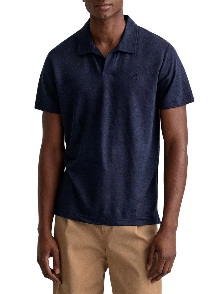 商品Gant|Gant Men's Blue Linen Polo Shirt,价格¥1385,第1张图片