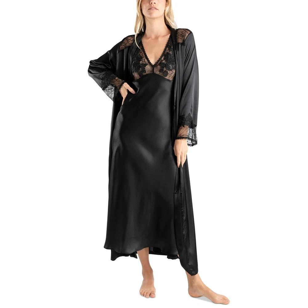 商品Linea Donatella|Women's Enchante Satin Lace-Trim Robe,价格¥196,第4张图片详细描述