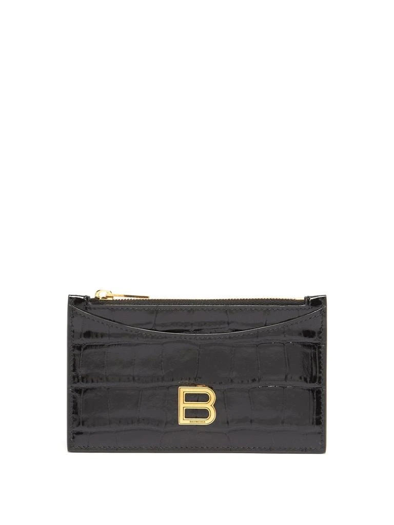 商品Balenciaga|Hourglass zipped croc-effect leather cardholder,价格¥2548,第1张图片