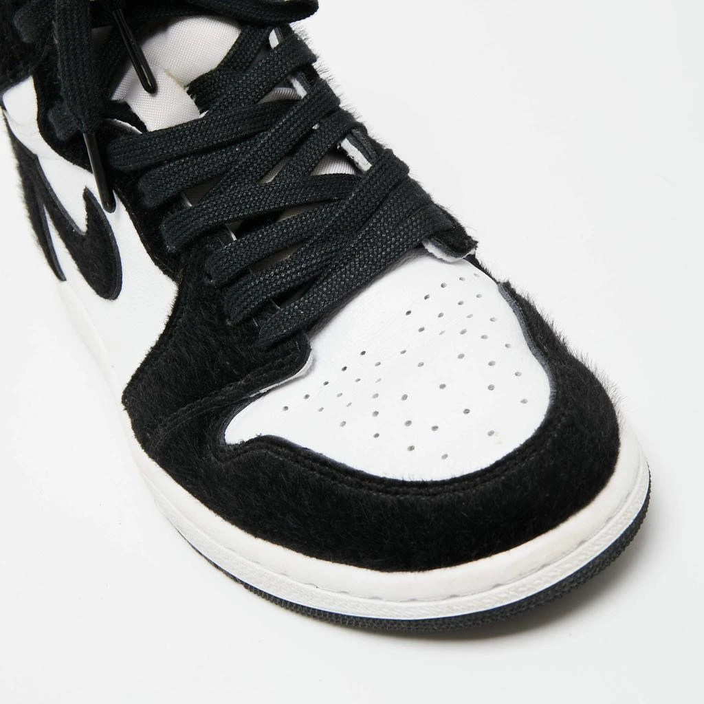 Air Jordans Black/White Calf Hair And Leather 1 Retro COJP High Top Sneakers Size 38.5 商品