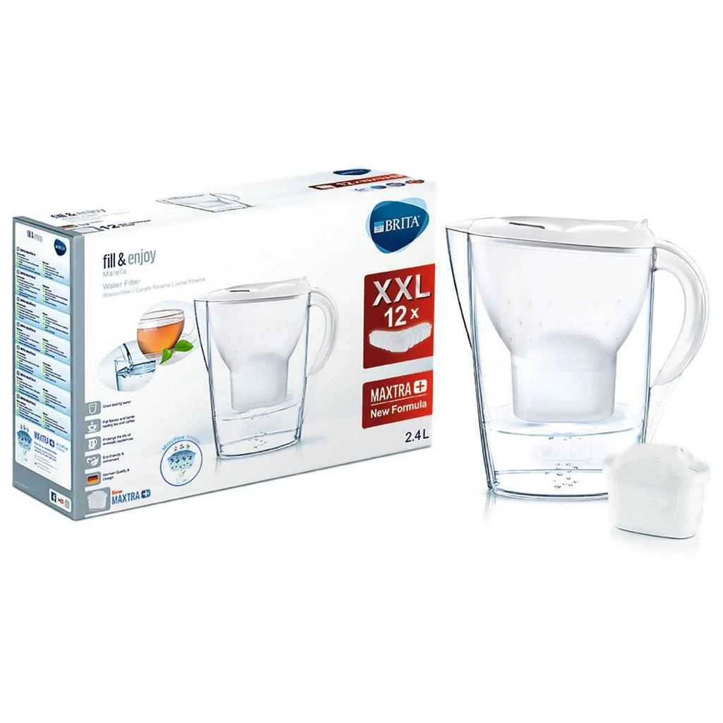 商品BRITA|BRITA Maxtra+ Marella Cool Water Filter Jug Annual Pack with 12 Cartridges - White,价格¥576,第1张图片