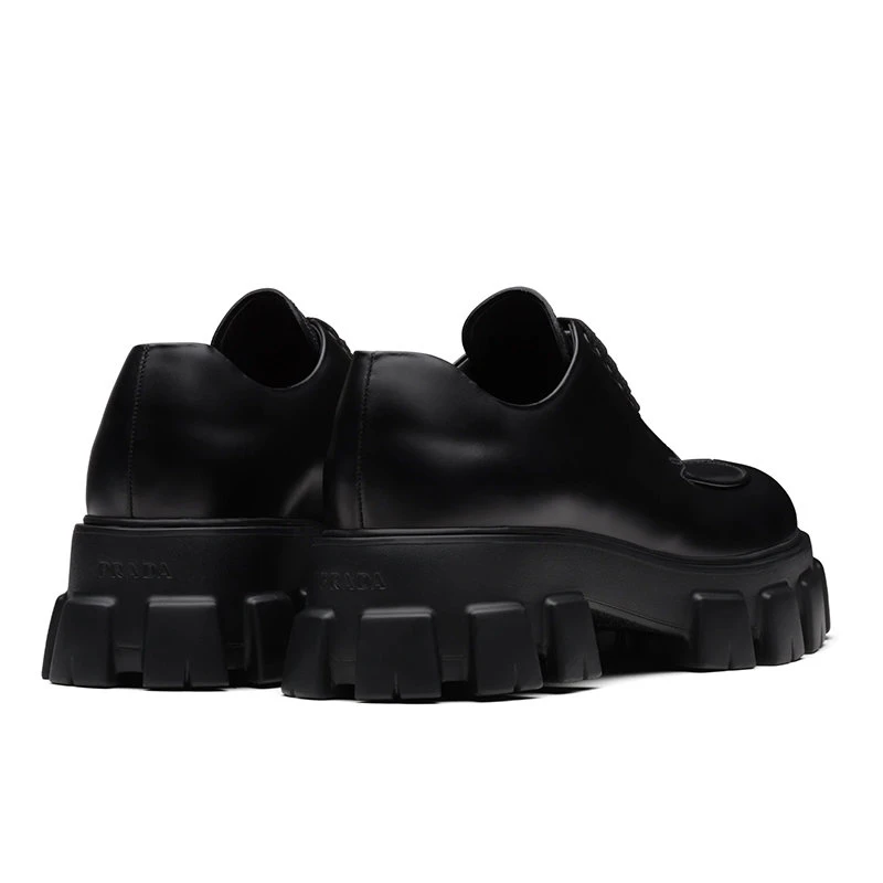 商品Prada|【预售3-7天】普拉达 Monolith系列 男士黑色亮面皮革系带鞋2EE356_B4L_F0002,价格¥7846,第5张图片详细描述