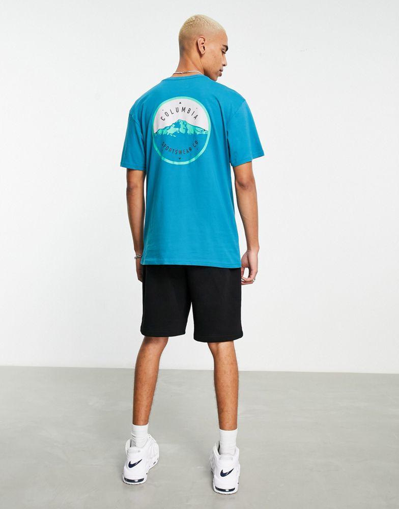 商品Columbia|Columbia Tillamook Way II back print t-shirt in blue Exclusive at ASOS,价格¥137,第4张图片详细描述
