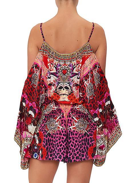 商品Camilla|Printed Silk Cold-Shoulder Romper,价格¥1616,第7张图片详细描述