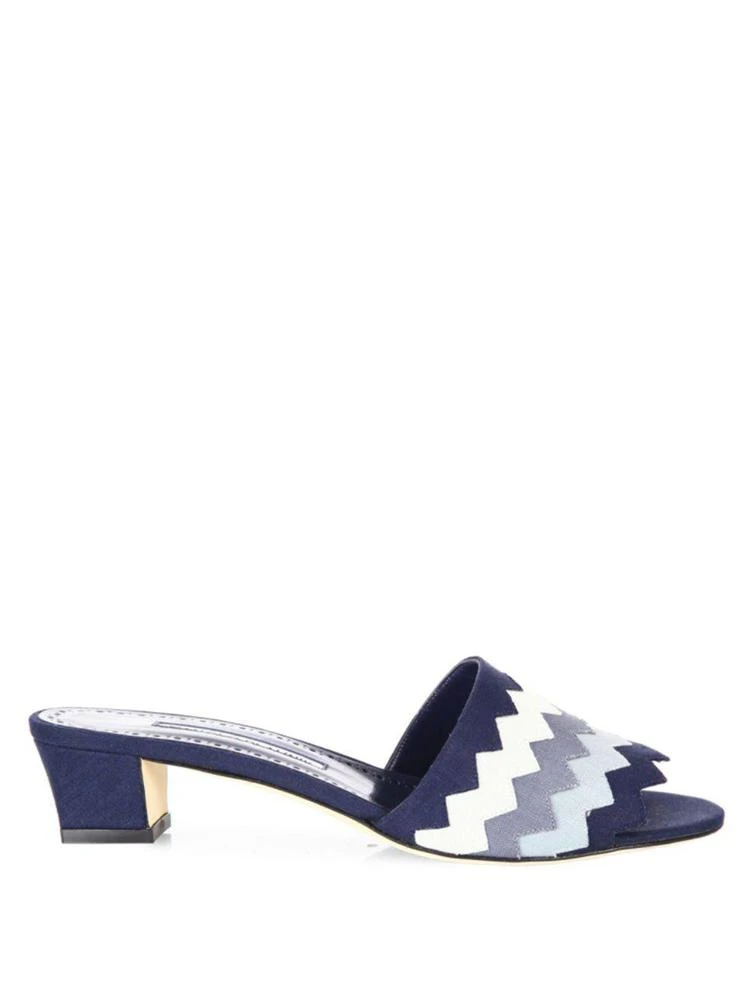 商品Manolo Blahnik|Lochba 30 Chevron Linen Slides,价格¥2248,第5张图片详细描述