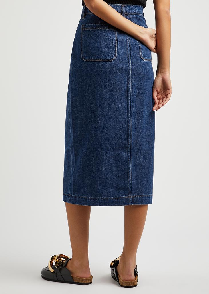 Le Bardot dark blue denim midi skirt商品第3张图片规格展示