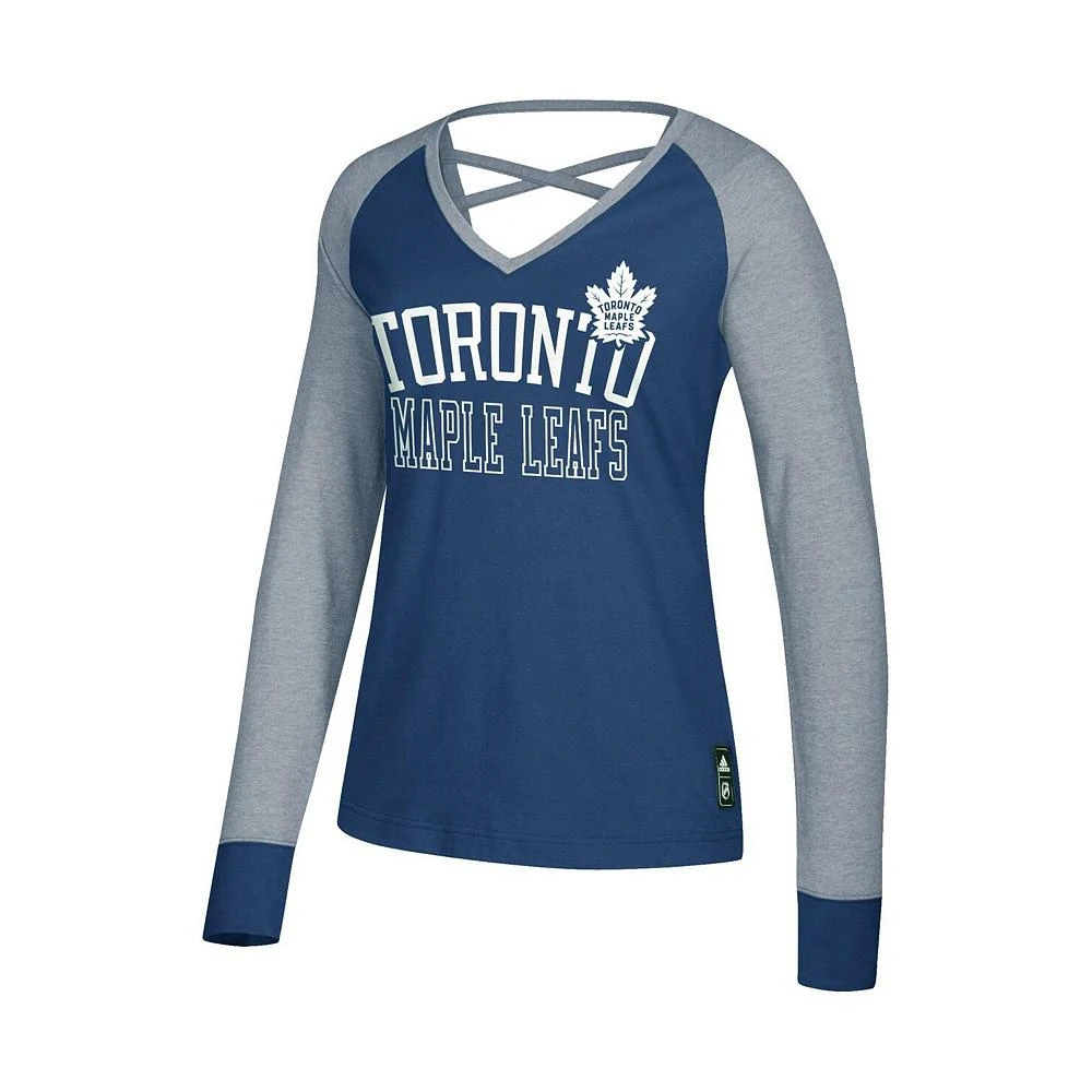 商品Adidas|Women's Blue Toronto Maple Leafs Contrast Long Sleeve T-shirt,价格¥307,第2张图片详细描述