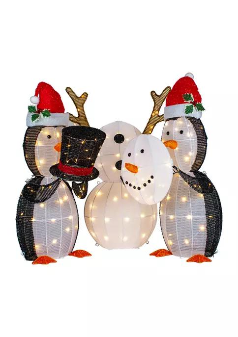 Set of 3 LED Lighted Penguins Building Snowman Outdoor Christmas Decoration 35Inch商品第3张图片规格展示