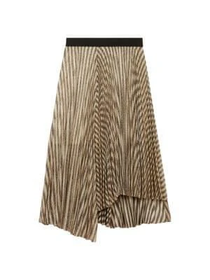 商品Maje|Jungla Striped Lurex Asymmetrical Hem Midi Skirt,价格¥514,第3张图片详细描述