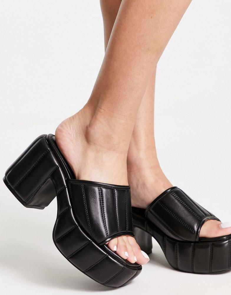 Topshop Nicole padded mule platform sandal in black商品第4张图片规格展示