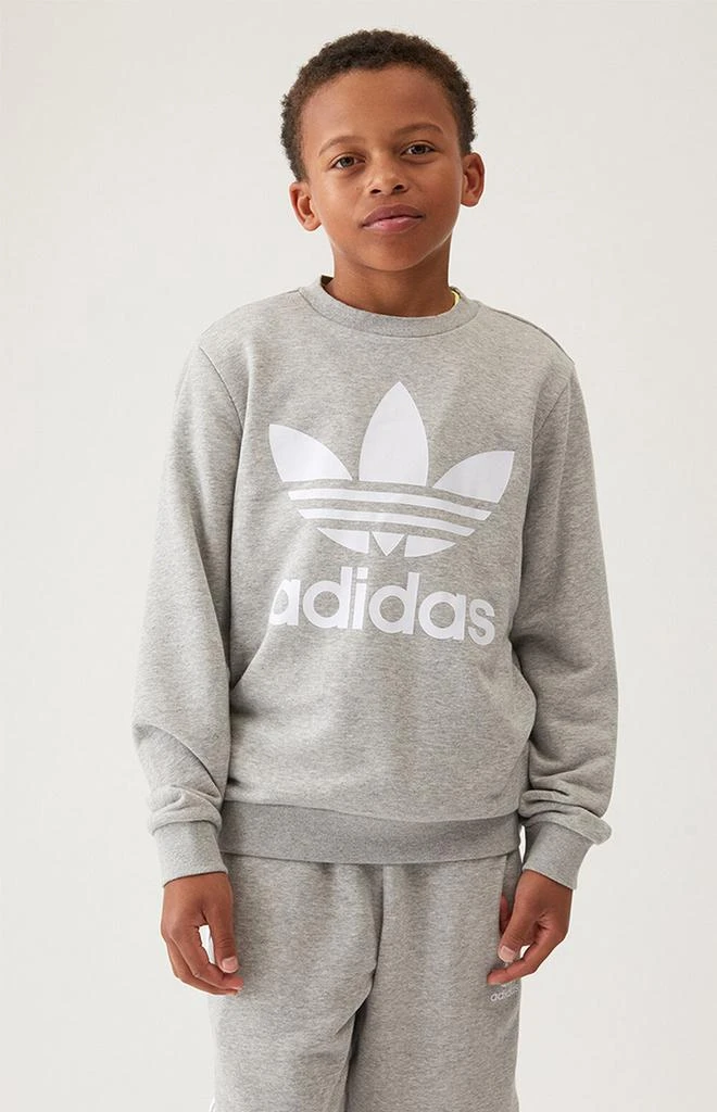 商品Adidas|Kids Heather Grey Trefoil Crew Neck Sweatshirt,价格¥125,第2张图片详细描述
