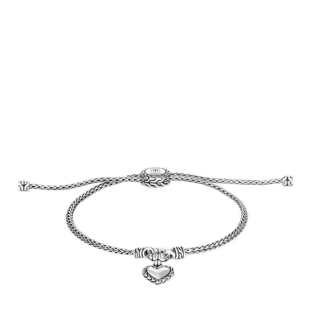 Classic Chain Heart Charm Pull Through Bracelet in Silver商品第1张图片规格展示