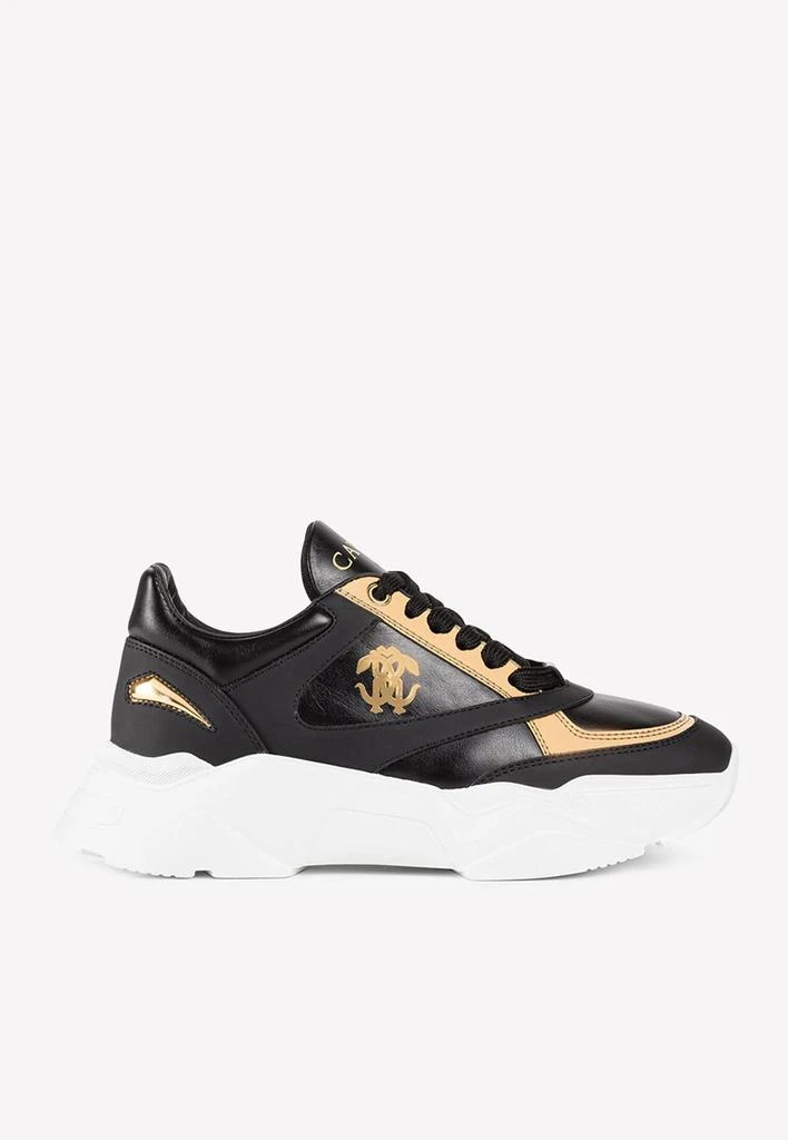 商品Roberto Cavalli|Mirror Snake-Embossed Paneled Sneakers,价格¥3984,第1张图片