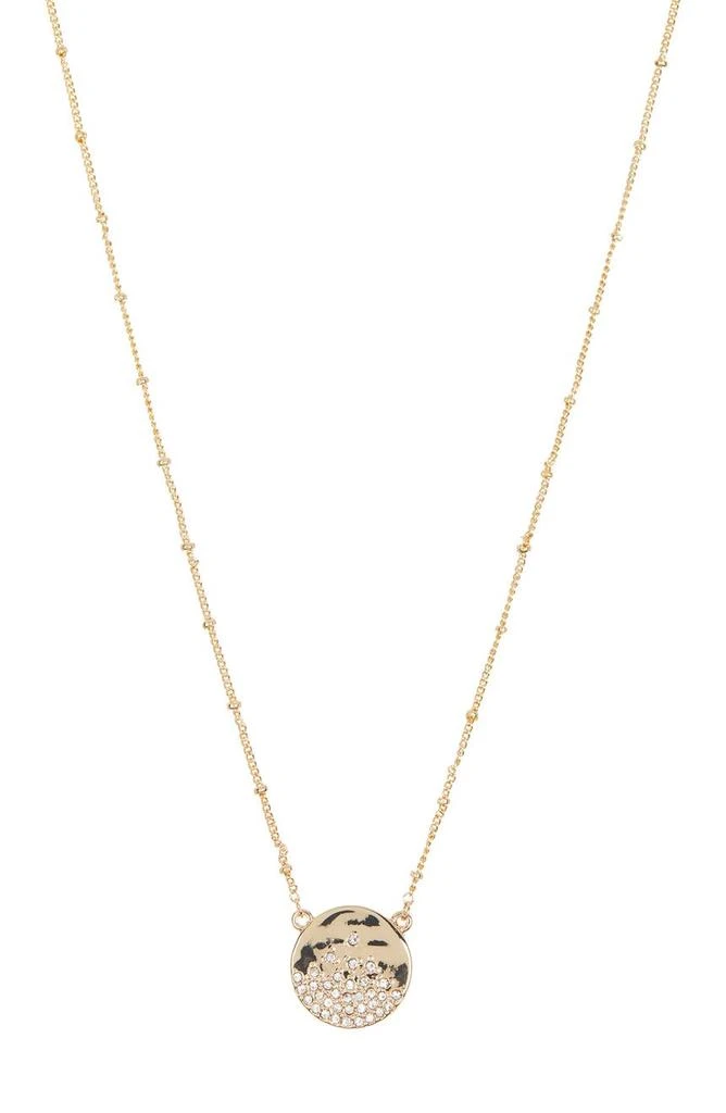 商品Vince Camuto|Gold-Tone Hammer Texture Pavé Crystal Necklace,价格¥152,第1张图片